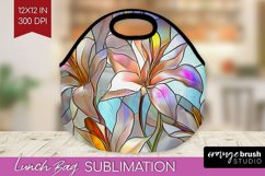 Stained Glass Flowers Lunch Bag - Floral Lunch Bug PNG Product Image 1