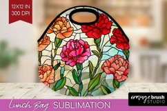 Stained Glass Flowers Lunch Bag - Floral Lunch Bug PNG Product Image 1