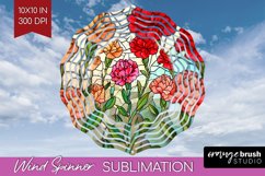 Stained Glass Flowers Wind Spinner Sublimation PNG - Floral Product Image 1