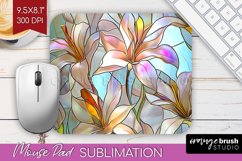 Stained Glass Flowers Mouse Pad Sublimation - Floral PNG Product Image 1