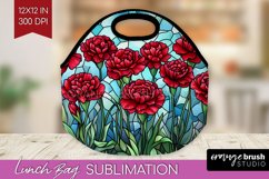 Stained Glass Flowers Lunch Bag - Floral Lunch Bug PNG Product Image 1