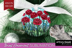 Stained Glass Flowers Ornament PNG - Floral PNG Sublimation Product Image 1