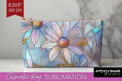 Stained Glass Flowers Cosmetic Bag - Floral Makeup Bag PNG Product Image 1