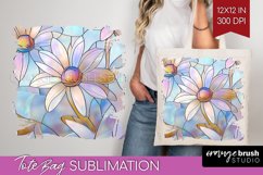 Stained Glass Flowers Tote Bag - Floral Tote Bag PNG Product Image 1