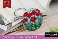 Stained Glass Flowers Keychain PNG - Floral Keychain Product Image 1