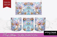 Stained Glass Flowers Mug Wrap - Floral Mug PNG Sublimation Product Image 1