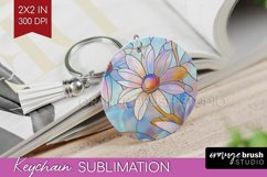 Stained Glass Flowers Keychain PNG - Floral Keychain Product Image 1
