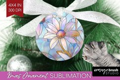 Stained Glass Flowers Ornament PNG - Floral PNG Sublimation Product Image 1