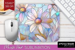 Stained Glass Flowers Mouse Pad Sublimation - Floral PNG Product Image 1