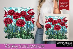 Stained Glass Flowers Tote Bag - Floral Tote Bag PNG Product Image 1