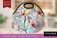 Stained Glass Flowers Lunch Bag - Floral Lunch Bug PNG Product Image 1