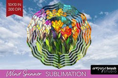 Stained Glass Flowers Wind Spinner Sublimation PNG - Floral Product Image 1