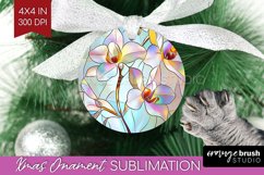 Stained Glass Flowers Ornament PNG - Floral PNG Sublimation Product Image 1