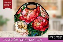 Stained Glass Flowers Lunch Bag - Floral Lunch Bug PNG Product Image 1