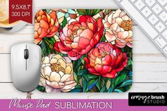 Stained Glass Flowers Mouse Pad Sublimation - Floral PNG Product Image 1