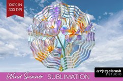 Stained Glass Flowers Wind Spinner Sublimation PNG - Floral Product Image 1