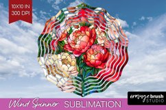 Stained Glass Flowers Wind Spinner Sublimation PNG - Floral Product Image 1