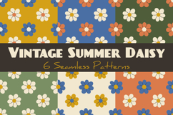 Vintage Summer Daisy Seamless Patterns &amp; Digital Papers Set Product Image 1