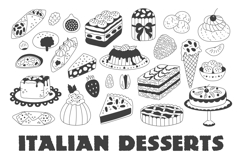 Italian Desserts Doodle PNG Clipart Product Image 1