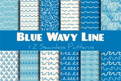 Blue Wavy Line Seamless Patterns &amp; Digital Papers Product Image 1