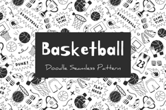 Basketball Doodle Seamless Pattern &amp; Digital Paper EPS PNG J Product Image 1