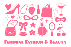 Feminine Fashion &amp; Beauty Doodles PNG Clipart Product Image 1