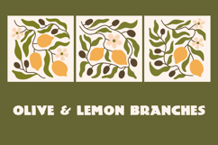Olive &amp; Lemon Branches Mediterranean Abstract Botanical Art Product Image 1