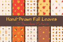 Fall Leaves Hand Drawn Seamless Patterns &amp; Digital Papers Product Image 1