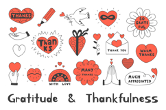 Gratitude &amp; Thankfulness Doodles PNG Clipart Product Image 1