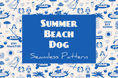 Summer Beach Dog Seamless Pattern Digital Paper EPS JPG PNG Product Image 1