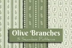 Olive Branches Seamless Patterns &amp; Digital Papers Set Product Image 1