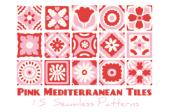 Pink Mediterranean Tiles Seamless Patterns &amp; Digital Papers Product Image 1