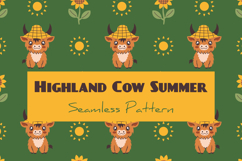 Highland Cow Summer Seamless Pattern &amp; Digital Paper Product Image 1