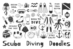 Scuba Diving Doodles PNG Clipart Product Image 1