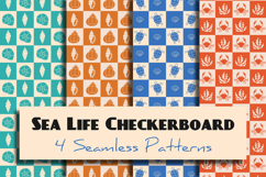 Sea Life Checkerboard Seamless Patterns &amp; Digital Papers Product Image 1
