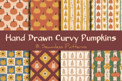 Hand Drawn Curvy Pumpkin Seamless Patterns &amp; Digital Papers Product Image 1