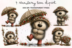 Strawberry Bear Clipart PNG Product Image 1