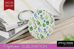 Summer Flowers Keychain PNG - Floral Keychain Sublimation Product Image 1