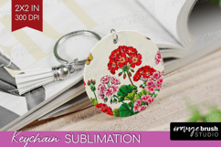 Summer Flowers Keychain PNG - Floral Keychain Sublimation Product Image 1