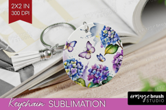 Summer Flowers Keychain PNG - Floral Keychain Sublimation Product Image 1