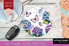 Summer Flowers Car Coaster - Floral Coaster PNG Sublimation Product Image 1
