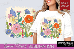Summer Flowers Square Tshirt Background - Floral PNG Product Image 1