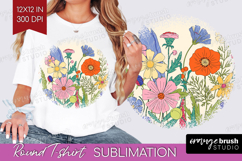 Summer Flowers Round Tshirt Background - Floral PNG Product Image 1