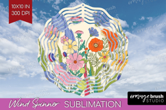 Summer Flowers Wind Spinner Sublimation PNG - Floral Round Product Image 1