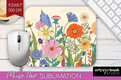 Summer Flowers Mouse Pad Sublimation - Floral Mousepad PNG Product Image 1