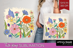 Summer Flowers Tote Bag - Floral Tote Bag PNG Sublimation Product Image 1
