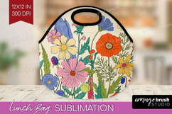 Summer Flowers Lunch Bag - Floral Lunch Bug PNG Sublimation Product Image 1
