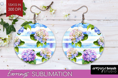 Summer Flowers Round Earrings - Floral PNG Sublimation Product Image 1