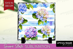 Summer Flowers Slate PNG - Floral Square Slate Sublimation Product Image 1