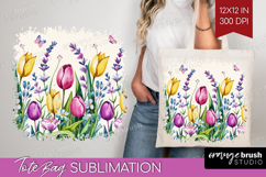 Summer Flowers Tote Bag - Floral Tote Bag PNG Sublimation Product Image 1